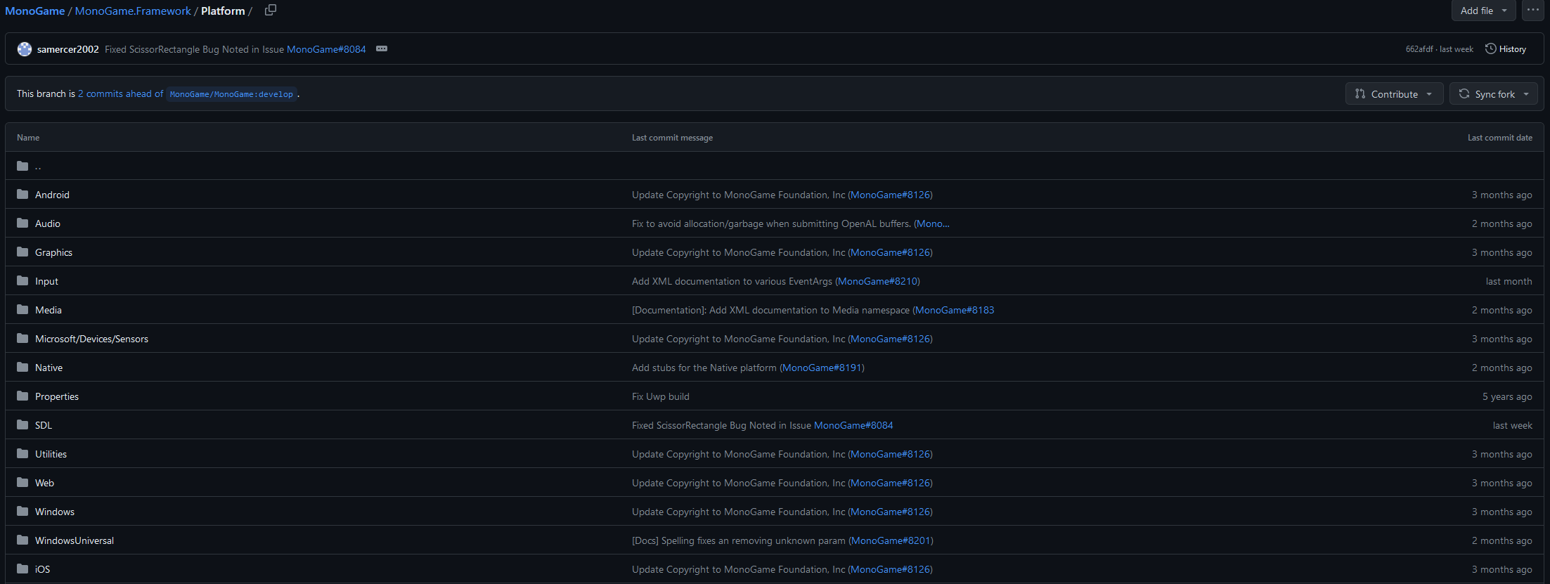 A photo of platform directories for platform-specific code